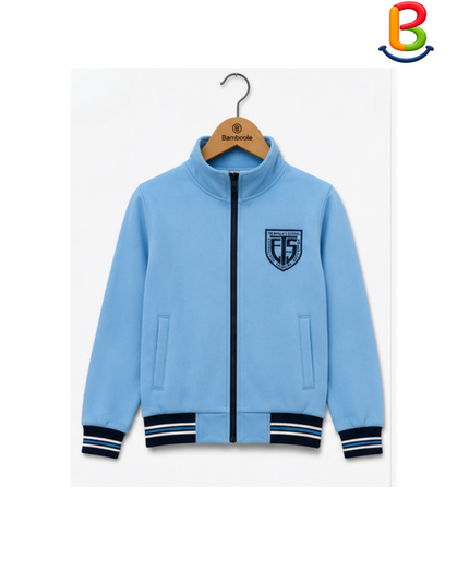 POLERON FRANELA CELESTE UNISEX BORDADO INSIGNIA TS