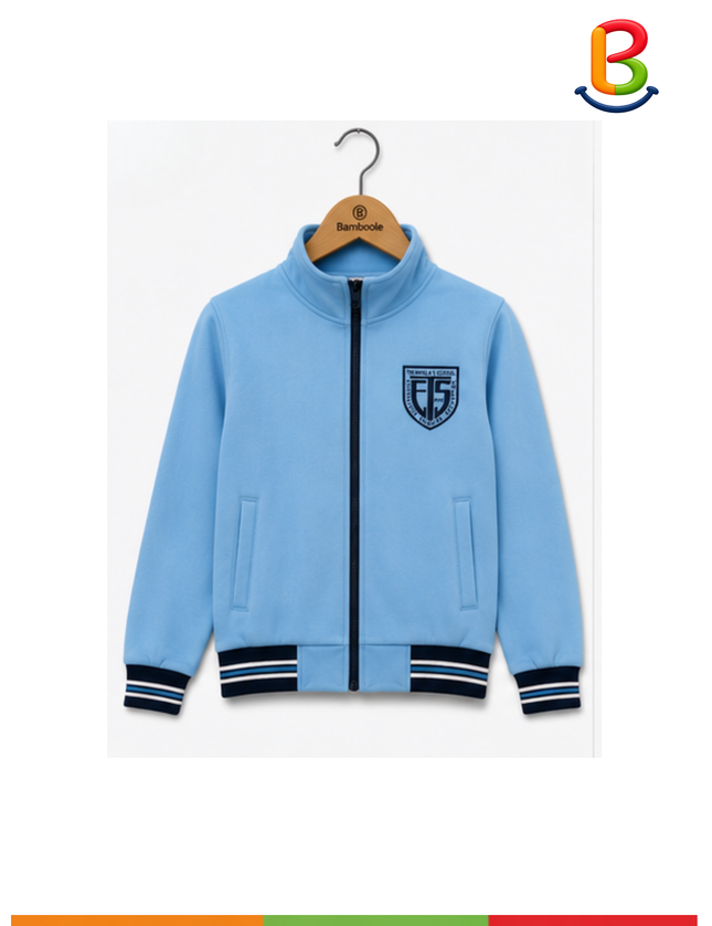 POLERON FRANELA CELESTE UNISEX BORDADO INSIGNIA TS
