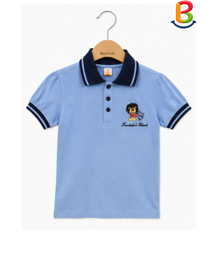 POLERA JERSEY CUELLO MANGA CORTA CON BORDADO LEÓN NIÑO TS