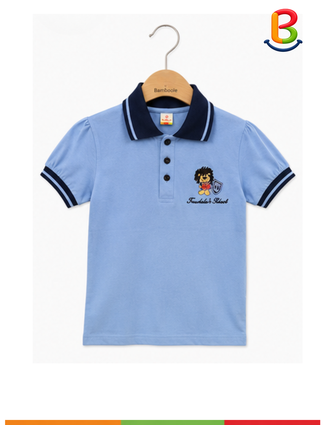 POLERA JERSEY CUELLO MANGA CORTA CON BORDADO LEÓN NIÑO TS