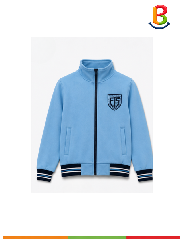 POLERON FRANELA CELESTE UNISEX BORDADO INSIGNIA TS