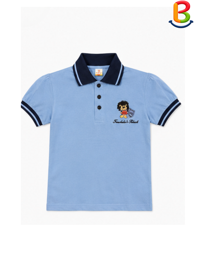 POLERA JERSEY CUELLO MANGA CORTA CON BORDADO LEÓN NIÑO TS