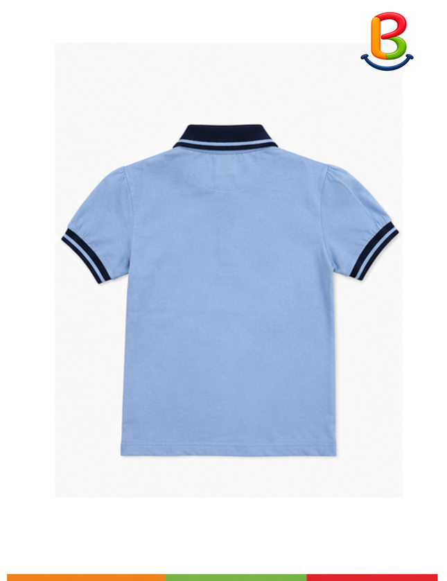 POLERA JERSEY CUELLO MANGA CORTA CON BORDADO LEÓN NIÑO TS
