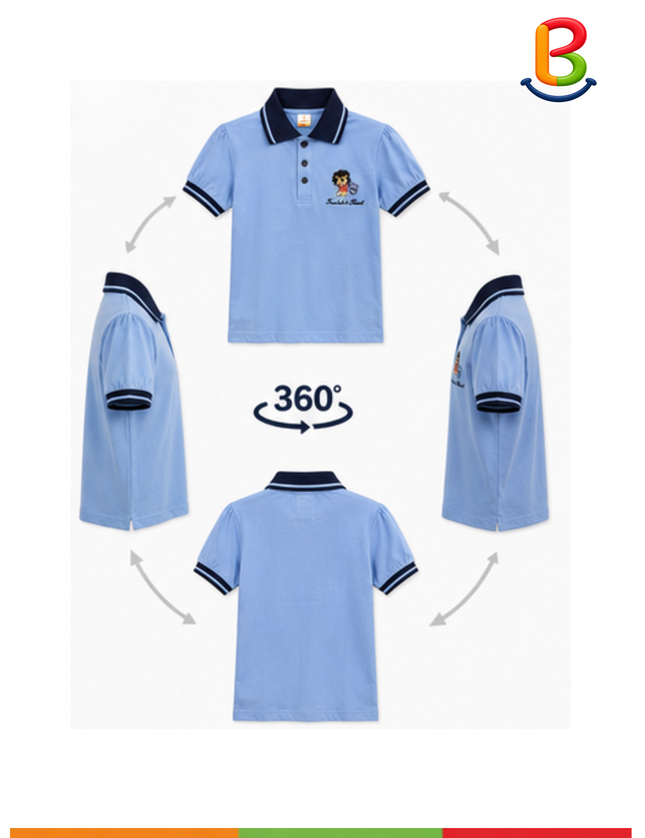 POLERA JERSEY CUELLO MANGA CORTA CON BORDADO LEÓN NIÑO TS
