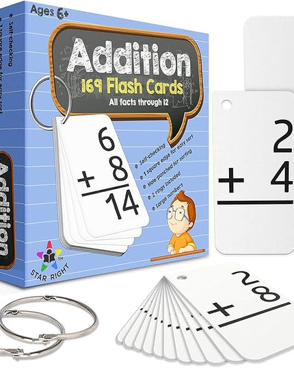 Flash Cards - Addition, 169 tarjetas de sumas