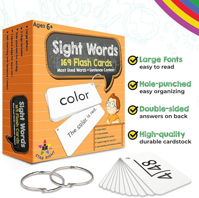 Flash Cards - Sight Words, 169 palabras de vista y oraciones
