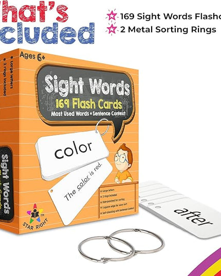 Flash Cards - Sight Words, 169 palabras de vista y oraciones