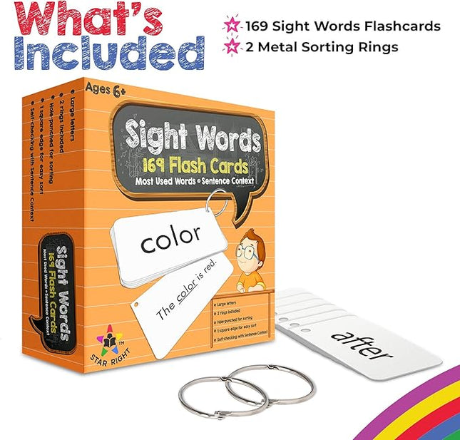 Flash Cards - Sight Words, 169 palabras de vista y oraciones