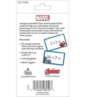 Flash Cards Marvel - Division, 54 tarjetas de división
