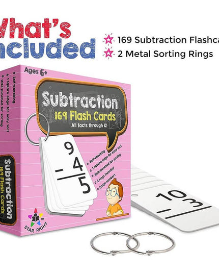 Flash Cards - Subtraction, 169 tarjetas de restas