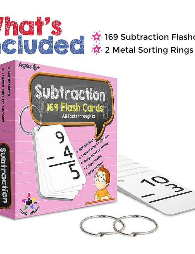 Flash Cards - Subtraction, 169 tarjetas de restas