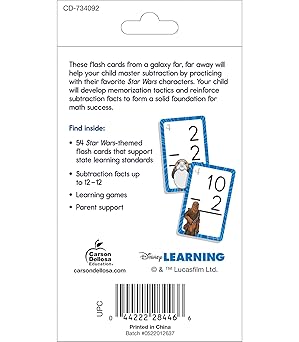 Flash Cards SW - Subtraction, 54 tarjetas de resta